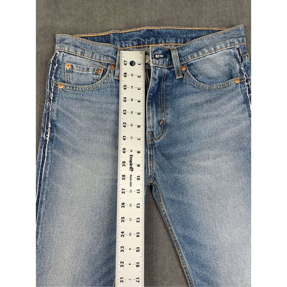 Levis 510 Skinny Jeans Men 30x32 Light Wash Distressed Raw Hem Side Seam Y2K - Picture 6 of 10